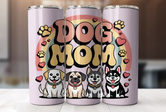 20 Oz Dog Mom Tumbler Wrap Design for Local Business Branding