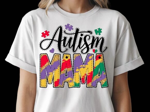 Autism Mama Proud Mom Puzzle Awareness Graphics for T-Shirt Designs