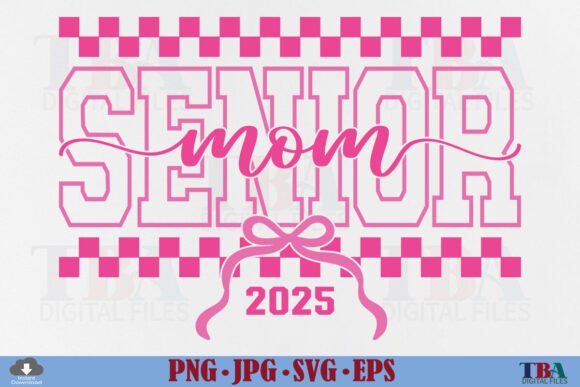 Coquette Senior Mom 2025 Checkered Bow: A Versatile Graphic Design Asset