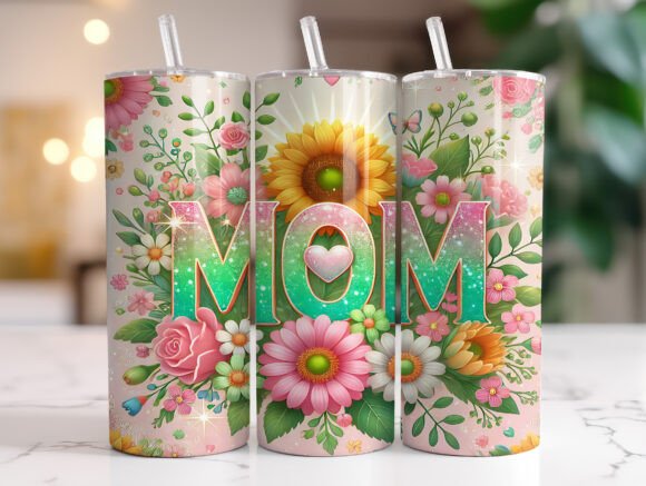 Floral Mom Love Tumbler Wrap Graphics for Handmade Creations