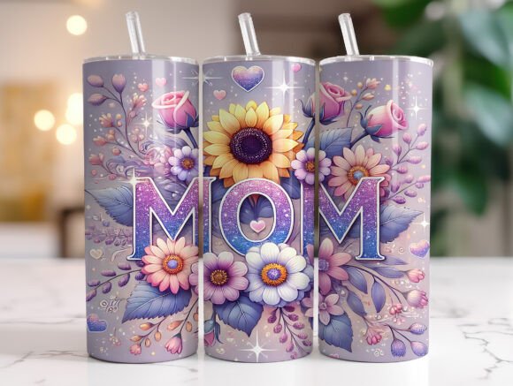 Floral Mom Mother’s Day Tumbler Wrap – A Digital Graphic for Commercial Use