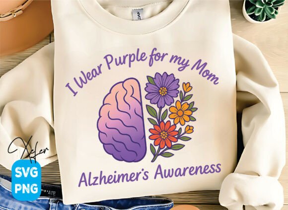 I Wear Purple for My Mom Png, Alzheimer’s