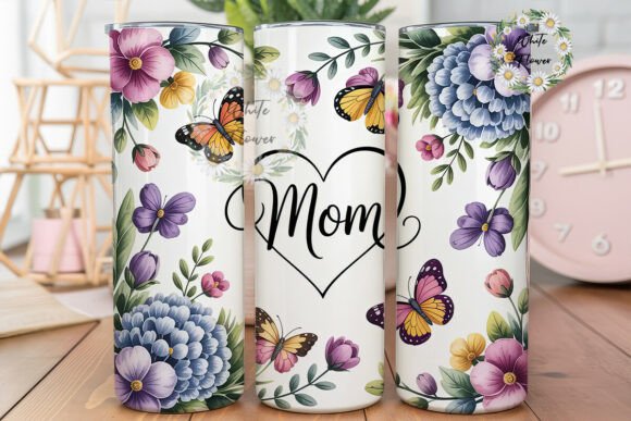 Mom Floral Butterfly Tumbler Wrap: A Versatile Graphic for Handmade Creations