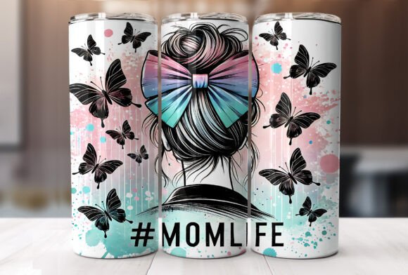 Mom Life Butterfly 20oz Tumbler Wrap PNG: A Polished Graphic Design Asset for Content Creators