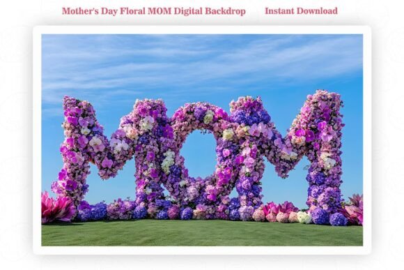 Mother’s Day Floral MOM Digital Backdrop: A Graphic Design Asset for Polished Content
