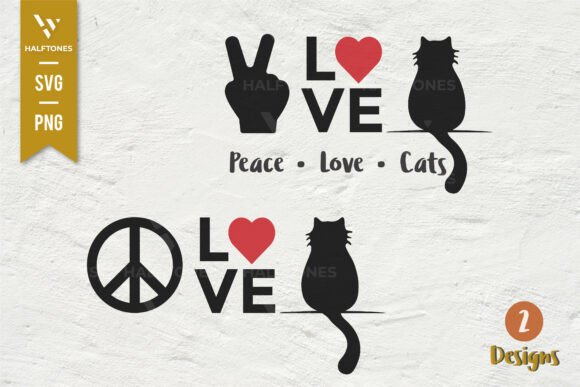 Peace Love Cats: A Versatile Graphic Pack for Merch and Digital Assets