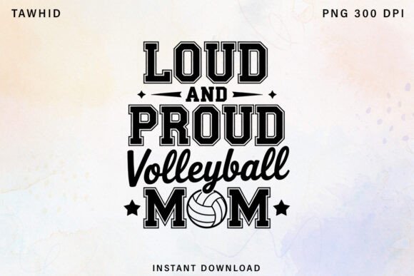 Proud Volleyball Mom T-Shirt: A Bold Graphic Design Asset for Branding and Marketing