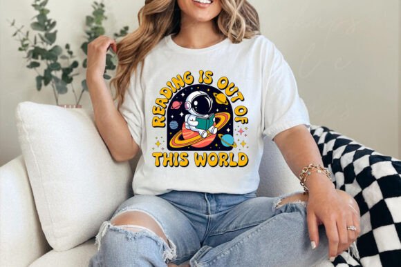 Reading is Out of This World Funny PNG: A Playful Graphic Design Asset for T-Shirt Designs