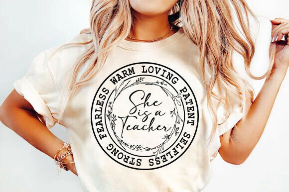 She Is a Teacher PNG: A Versatile Graphic Design Asset for T-Shirt and Content Creators