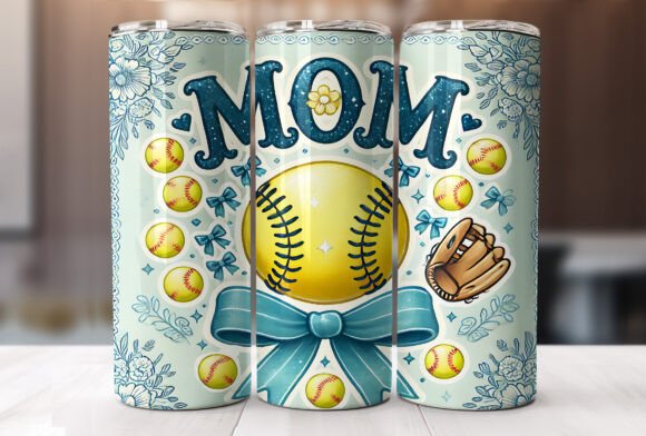 Softball Mom 20oz Tumbler Wrap Design: A Versatile Graphic for Branding