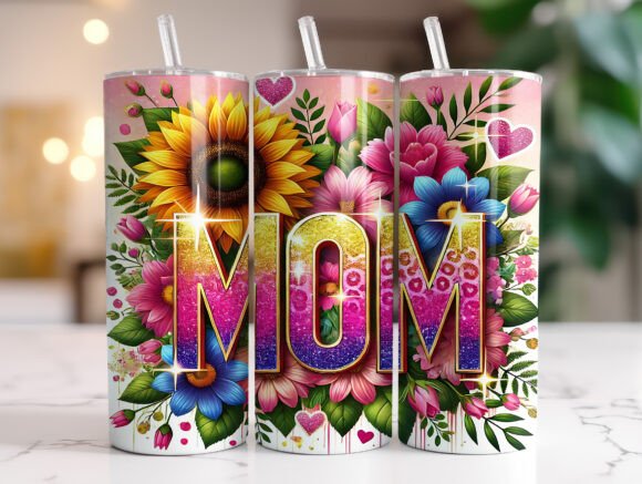 Sunflower MOM Floral Tumbler Wrap – A Strong Graphic Design Asset for Branding