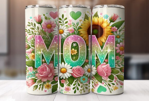 Sunflowers Floral Mom Tumbler Wrap: A Vibrant Graphic Design Asset for Branding