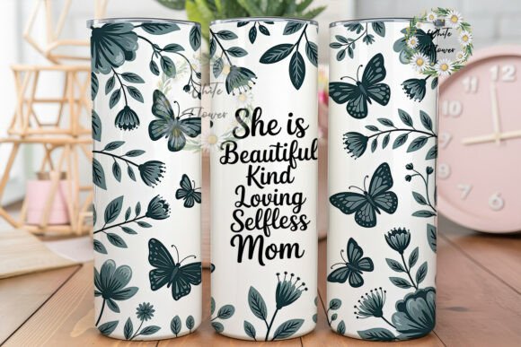 Teal Butterfly Mom Tumbler Wrap Graphics for Handmade Creations