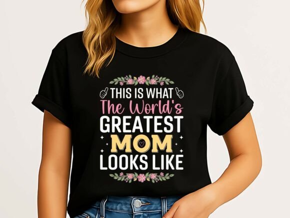 World’s Greatest Mom Floral T-shirt – A Vibrant Graphic Design Asset for Branding and Marketing